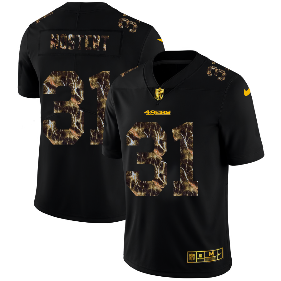 2020 San Francisco 49ers #31 Raheem Mostert Men Black Nike Flocked Lightning Vapor Limited NFL Jersey